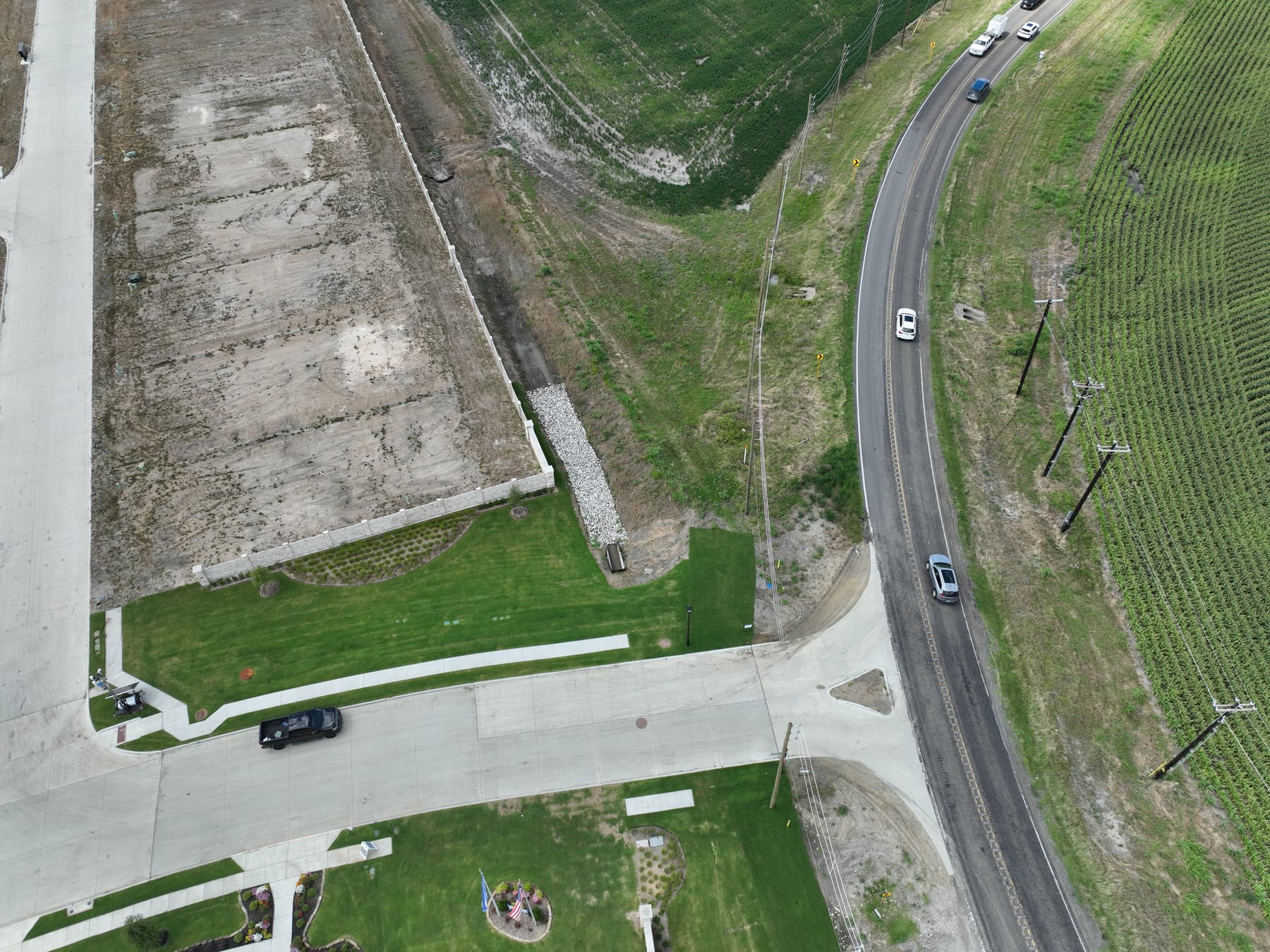 Aerial view of the commercial tract frontage beside Clearview Ranch in Royse City, Texas