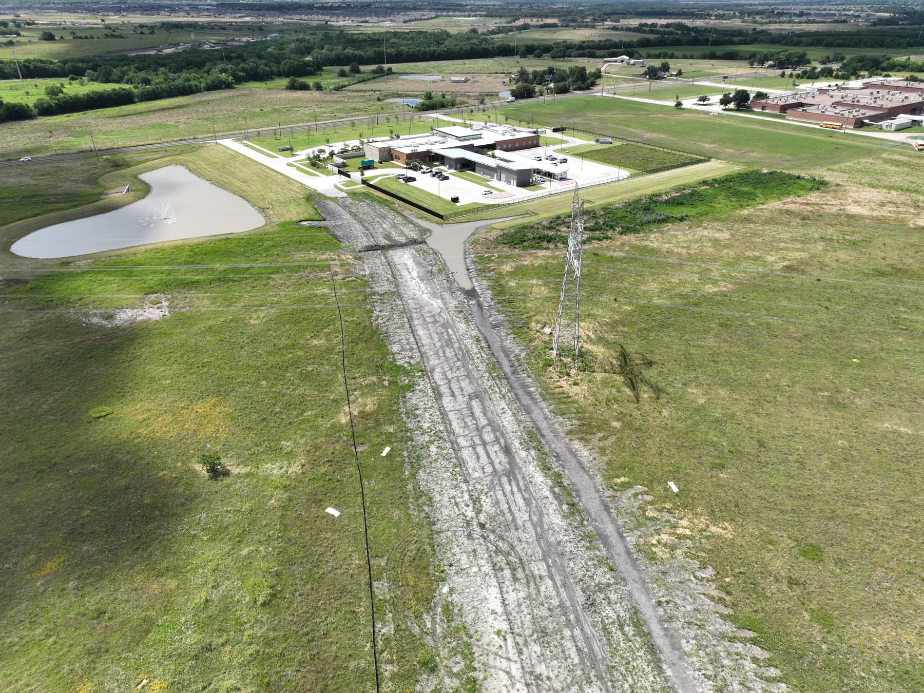 Aerial view of the second commercial corner tract beside Clearview Ranch in Royse City, Texas